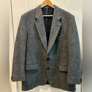 Vintage Blue Harris Tweed 100% Wool Sport Coat